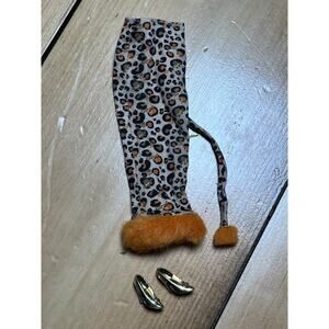Mattel Barbie Masquerade Halloween Leopard Skirt w/ fur paired w/ gold heels